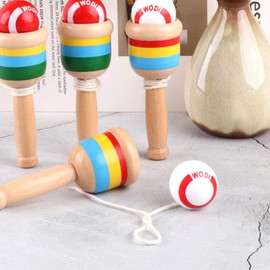 TOYANDONA Expanding Ball 2Pcs Wood Catch Ball Mini Cup and Ball Game Hand Eye Coordination Ball Catching Cup Kendama Japanese Wooden Toy Gifts for Kids Wooden Balls