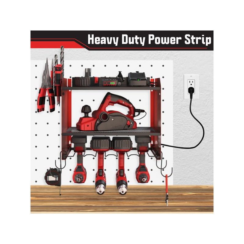 Power Tool Organizer Wall Mount with Charging Station - 4