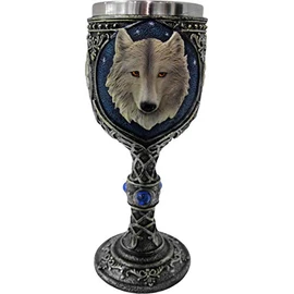 Nemesis Now Lone Wolf Goblet 19.5cm, Blue, 1 Count (Pack of 1)