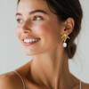 18K Gold Plated Flower Stud Earrings, Freshwater Pearl Drop, 925