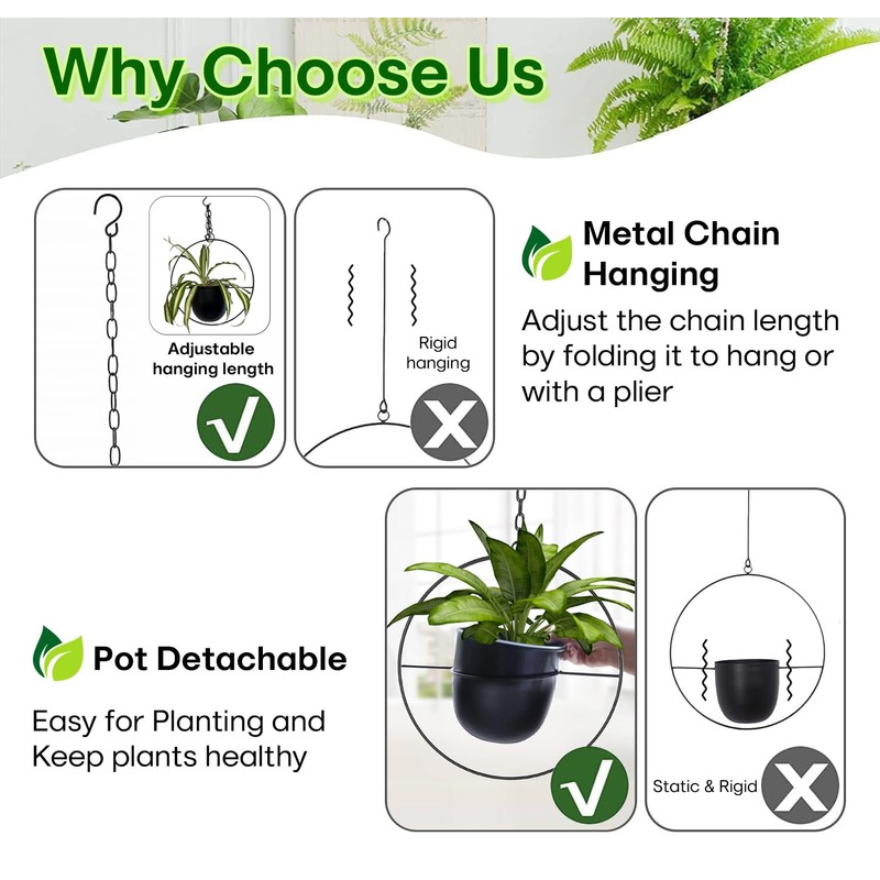 Shineloha 2 Pack Hanging Planters for Indoor Plants with 5.5"