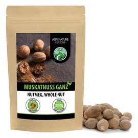 Nutmeg Whole (250g), Approx. 40-50 Pieces, Nutmeg 100% Natural, Naturally Without Additives, Vegan