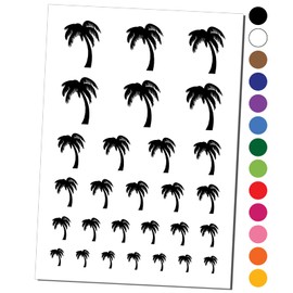 Palm Tree Tropical Solid Temporary Tattoo Water Resistant Fake Body Art Set Collection - Orange (One Sheet)