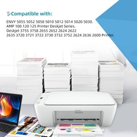 Relcolor Remanufactured 65XL Ink Cartridge Replacement for HP 65 Envy 5055 5000 5052 5010 5070 5014 3755 3700 3772 2600 3752 2652 2655 2622 2640 HP65, Black, Tri-Color, 2-Pack