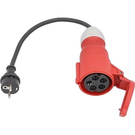 as – Schwabe adapter cable, earthing contact plug 230 V/16 A to CEE coupling 400 V/16 A/5-pin, 0.3 m H07RN-F 3G2.5, heavy rubber hose cable, IP44 splash-proof, 61371
