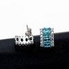 Uloveido Light Blue Cubic Zirconia Stud Earrings,Rectangular Necklace,7 Stones Ring,