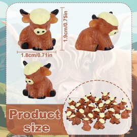 25pcs Mini Highland Cow Figurines, Resin Miniature Highland Cow Statues Cute Resin Animals for DIY Decor Home Kitchen Garden Office Desk Miniature Landscape