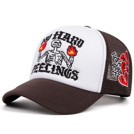 Embroidery Trucker Hat Cute “No Hard Feelings Dad Hat Mesh Skeleton Baseball Caps for Men Women Youth