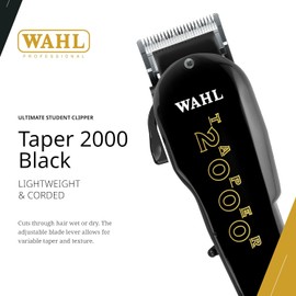 Wahl Professional Taper 2000 Adjustable Cut Clipper #8472-850 – Black Blade Attachments