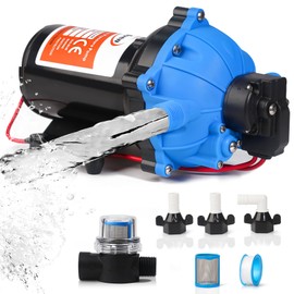 [Upgraded Version] 12V DC RV Fresh Water Pump, 7GPM 70PSI, Five Chamber Self-Priming Diaphragm Pump with Heavy Duty Pressure Switch & Strainer for RV, Marine, Yacht, Caravan, Camper