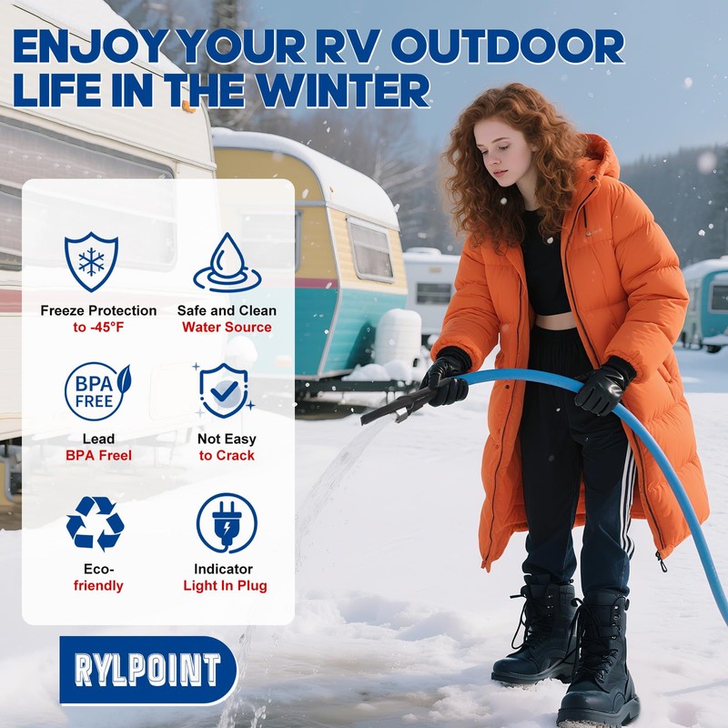15FT Heated Water Hose for RV,Heated Drinking Water Hose,Lead and