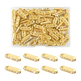 Beadthoven 100pcs Grade A 3-Hole Rhinestone Spacer Bar Beads Hexagon Crystal Rhinestone Metal Spacers Bar Links Connectors for DIY Multi-Strand Bracelets Necklaces Jewelry Making Findings (Golden)