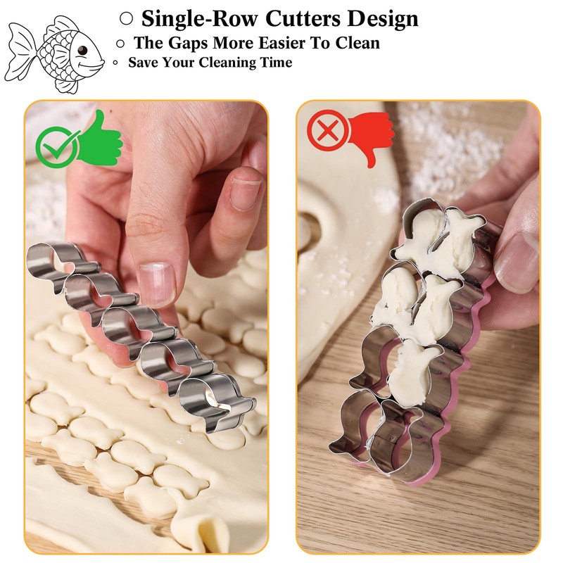 SurgeHai Goldfish Cracker Cutters 2 PCS, Mini Cookie Cutters 304