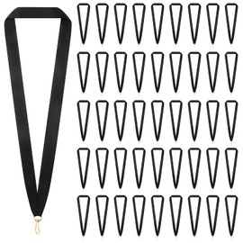 Berlune 100 Pcs Neck Ribbon with Snap Clips Blank Medal Solid Award Ribbon Lanyards Flat Award Holder for Kids Adults Student Competitions Sports Party Achievement (Black)