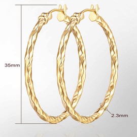 Verniflloga 14K Gold Hoop Earrings for Women,Large14K Gold Earring Thick Women’s Hoop Earrings Jewelry 30 mm,35 mm (35MM)