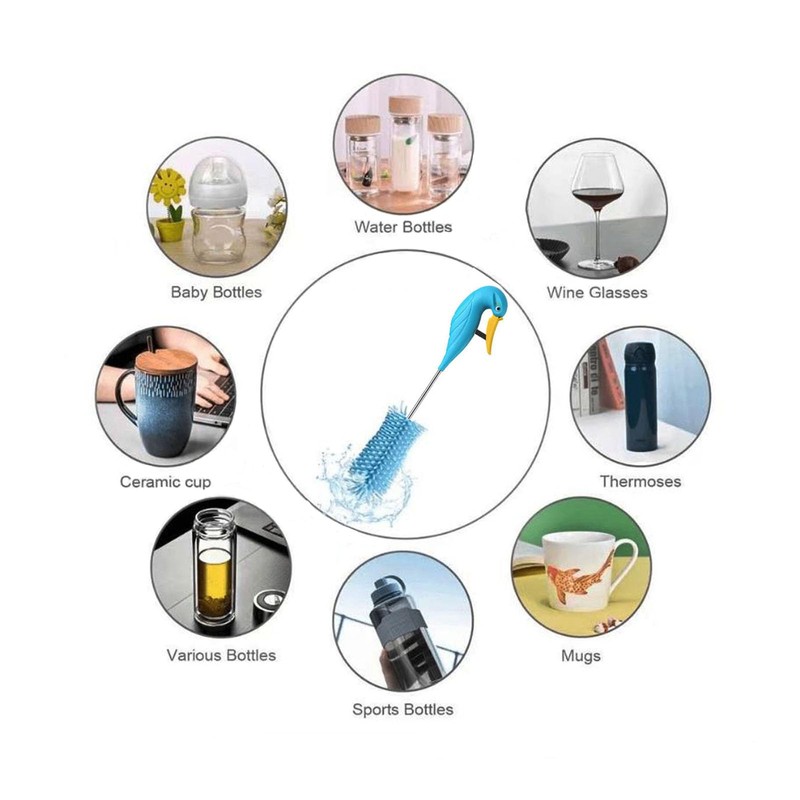 WSOQYEO Water Bottle Cleaner Brush Semi-Automatic Silicone Bottle Brush for
