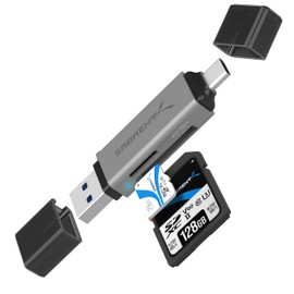 SABRENT SD Card Reader, High-Speed USB C to Micro SD Card Adapter, USB 3.0 OTG Dual Slots Memory Card Reader & 3.0 OTG – High Speed Micro SD Card Reader for SD, SDHC, SDXC, MMC, T-Flash (CR-BCA2)