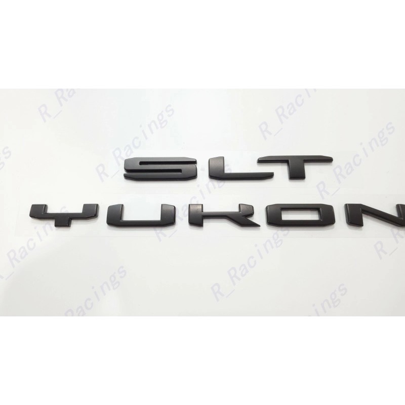 GMC 2PCS Matte Black Rear Yukon SLT Letters Emblem Fit