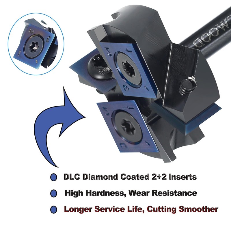 Slab Flattening Router Bit 1/4 Shank with DLC Coated, 1-1/2”