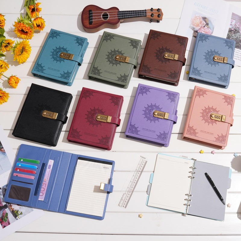 WASON Journal with Lock A5 Binder Diary Ruled Spiral Notebook