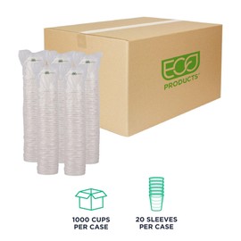 ECO PRODUCTS Compostable Disposable GreenStripe 10oz Coffee Cups, Case of 1000, White Single Wall Hot Paper Cup, Plant Based PLA Lining, Biodegradable