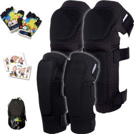 Innovative Soft Kids Knee and Elbow Pads with Bike Gloves I Toddler Protective Gear Set w/Mesh Bag I Bike, Roller-Skating, Skateboard Knee Pads for Kids Child Boys Girls
