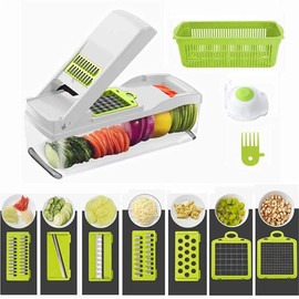 Vegetable Cutter, Radish Slicer, 8-in-1, Multifunctional, Vegetable Slicer, Cabbage, Julienne Daikon Grater, Cooker, Radish Grater, Slicer Set, Made in Japan, Hand Guard Included