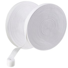 KOHAND 2 Roll Cotton Bias Binding Tape, 25mm x 45m White Webbing Tape Herringbone Twill Tape for Sewing, Dressmaking, Craft, Knitting Apron, Garment
