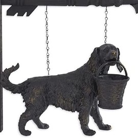 K&K Interiors 17227A-AR Dog Statue with Basket Arrow Replacement, Black and Gold, 13-inch Length, Polyresin Black,gold