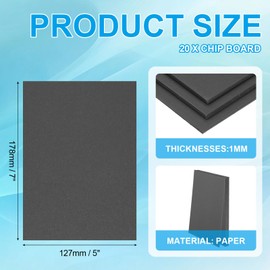 PATIKIL 7x5x0.04" Chipboard Sheets, 20Pcs 40PT Thick Book Board Binders Board Sturdy Bookbinding Supplies for Book Binding Cover, Black