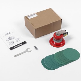Pneumatic random orbital sander 5-inch light weight palm sander 3/16" (5 mm) diameter orbit 12000 RPM with extra 10pcs sandpaper