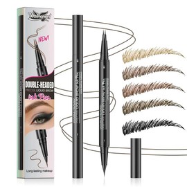 Hair-like EyebrowPen, 2-in-1 Waterproof Brow Pen with 2 Tip, with Dual-ended EyebrowBrush,CosmeticMakeup - Color: 03 Dark Brown