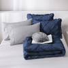 JOLLYVOGUE King Size Comforter Set 7 Pieces, Navy Blue/Gray Bed