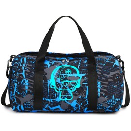 Kids Duffle Bag Boys Overnighter Travel Sport Gym Bag Weekender Carry On Shoulder Bag with Shoe Compartment & Wet Pocket