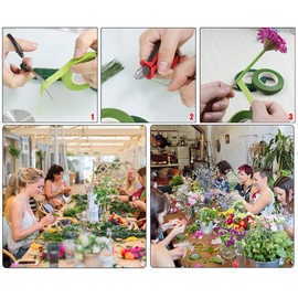 NA Woohome 8 Pack Flower Arrangement Tool Kit, Floral Wire Florist Ribbon, Flora Masking Tape, 26 Inch Flower Trunk Wire, Scissors for Bouquet Stem Wrap Florist