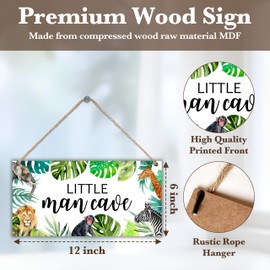 Sahjzk Safari Jungle Baby Nursery Wall Decor, Little Man Cave - 12 x 6 In, Wood