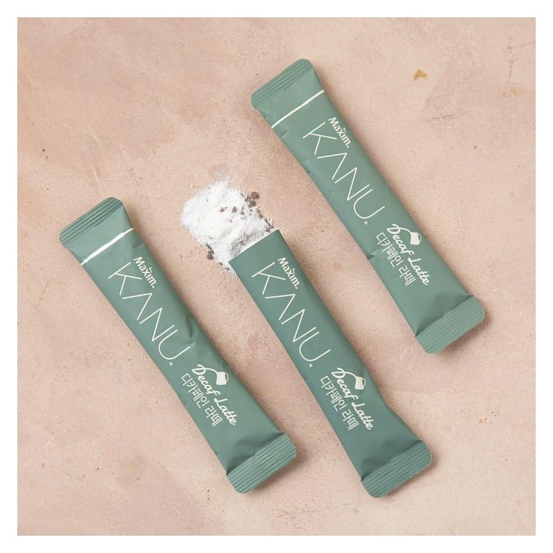 Kanu Decaf Latte Korea Instant Coffee 13.5g(65kcal) X 10 Sticks,