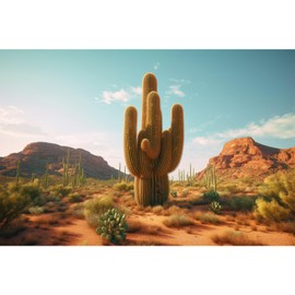 Reptile Habitat Background Big Cactus Tree Desert Terrarium Background Rugged Terrain Vibrant Desert Colors Landscape Gobi Plants Terrarium Backdrop Tank Wallpaper Poster Backdrop Vinyl 24x16in