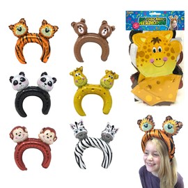 Anila's Complete Jungle Themed 10 Party Bag Fillers & Party Favours – 12 Inflatable Jungle Headbands. (Ideal for Children Aged 3-8)