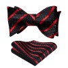 Hisdern Bow Ties for Men Striped Self Tie Bowtie Handkerchief