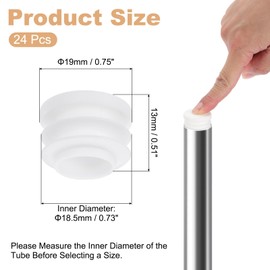 PATIKIL Round Plastic Plugs, 24pcs 3/4"/19mm Tube Insert End Cap Plastic Plug Cap Round Tube Chair Leg Furniture Metal Tube Hardware Plug Fence, White
