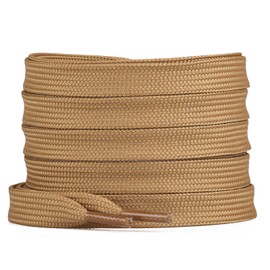 Booyckiy 2 Pairs Flat Shoe Laces for Sneakers, 2/5" Wide Athletic Shoelaces, Tan 45 inch (114cm)