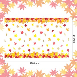 3 Pieces Thanksgiving Fall Leaf Tablecloth Large Autumn Maple Leaf Tablecovers Rectangle Plastic Table Cover for Thanksgiving Harvest Theme Party Favors Decor, 54 x 108in