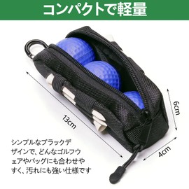 Golf Ball Case, Golf Ball Case, 3 Pack, Compatible with Balls, Forks, Markers, Hat Clips, Front and Rear Needle Holder with Zipper, Carabiner, Easy to Carry, Lightweight and Durable, Black