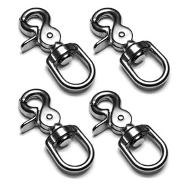 Ganzoo Swivel Carabiner Scissor Carabiner with Swivel 68 mm, Triggerhead Snap Clasp, Alloy Steel Silver, 16 mm Eyelet, Pack of 4 Carabiner for Dog Lead Dog Collar and Paracord 550