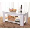 Basicwise Modern Wood Coffee Table with Lift Tabletop, White