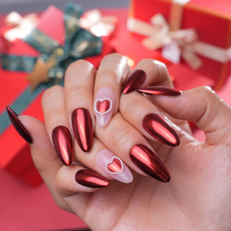 Pretty Diva Christmas Red Chrome Nail Powder, Red Nails Chrome