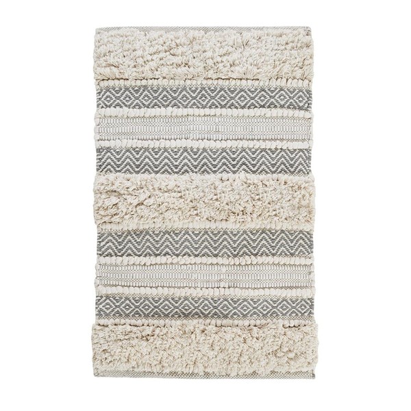 INK+IVY Bath Rug Hand-Woven Texture Shaggy Striped Soft & Water