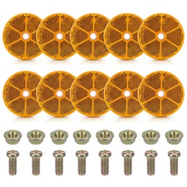 10 catarifrangenti rotondi da avvitare, catarifrangenti a forma di occhi di gatto, diametro 60 mm, colore giallo, per rimorchio per bicicletta, camion, auto, rimorchio, accessori
