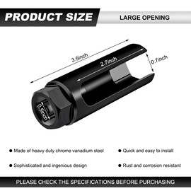 JUSTTOP Oxygen Sensor Socket with Side Wire Cutout, 1/2-Inch Drive by 7/8-Inch O2 Sensor Socket Removal Tool, 6-Point Offset Oxygen Sensor Wrench for Installation and Removal (Large)